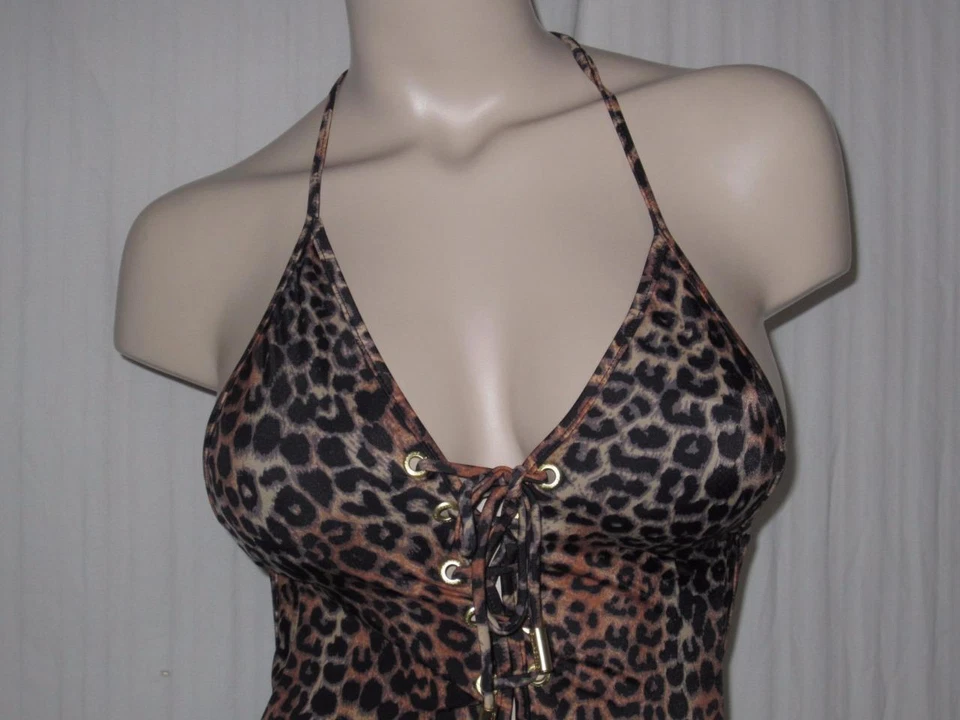 Billabong Sammy Cheetah S 1 pieza traje de baño con cordones monokini bikini leopardo nuevo con etiquetas Foto 3 de 4