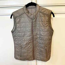 Closed Luxury Designer Brand Women’s Grey Reversible Quilted Nylon Vest Pockets