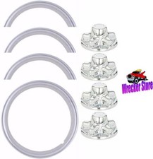 Set Of 4 15 5 Lug 4.5 Bc Abs Chrome Plated Ring Hub Cap 15 Trailer Wheels