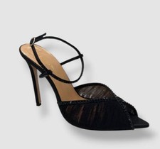 Sandalias Andrea Wazen para mujer negras Katy de tul con cordones talla 41