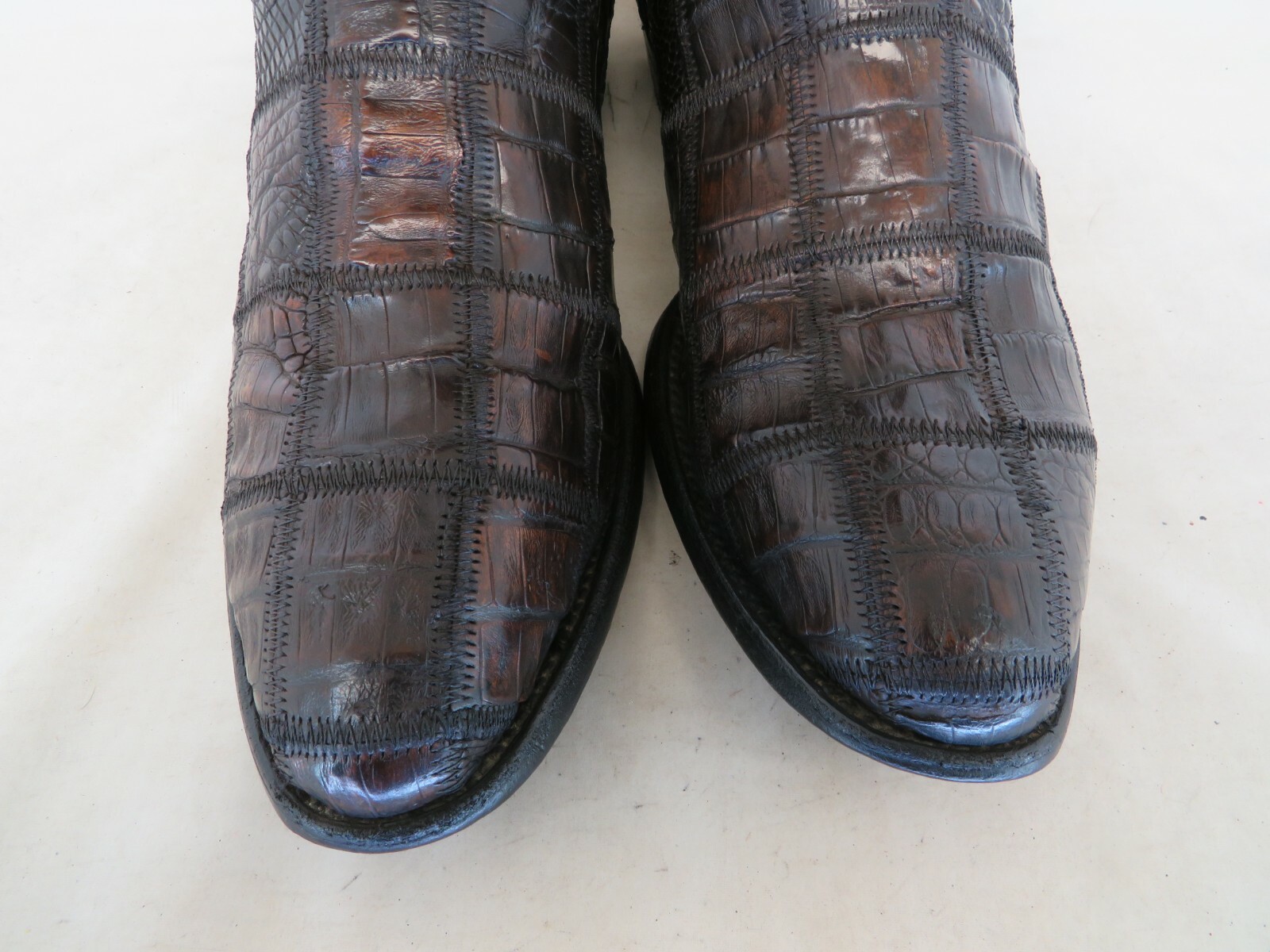 Corral Distress Brown Leather Patchwork Caiman Ga… - image 6