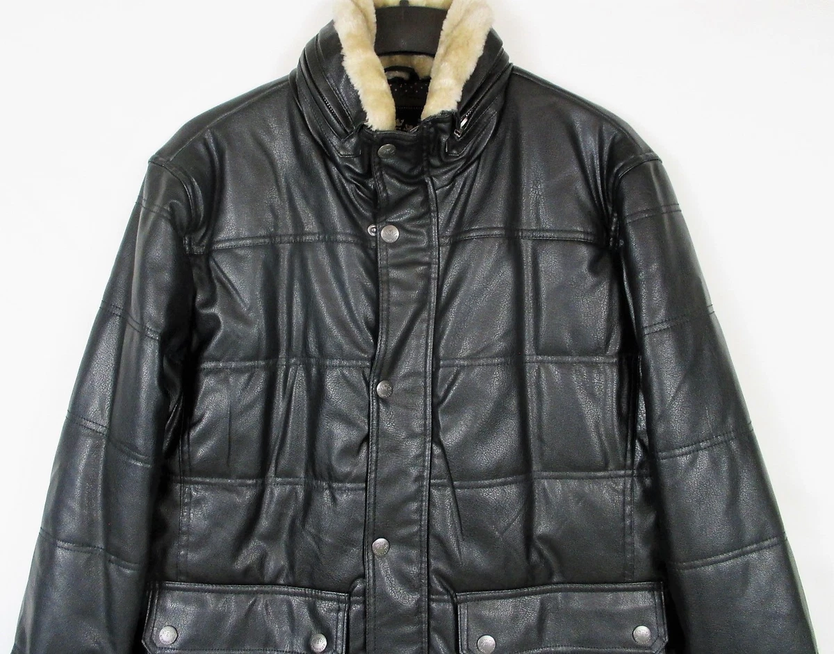 NWT EMPORIO CO Italy Mens 2XL Black Faux Leather Jacket Coat
