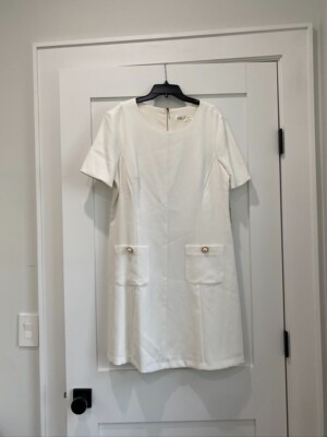 slim fit dress slacks Giovanna Dress D1618, Ivory Multi / 16W