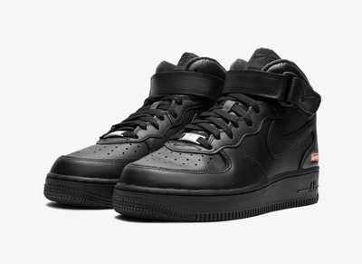 NIKE AIR FORCE 1 MID SUPREME BLACK WHITE 43 EU SCARPE SPORTIVE BASKET UOMO