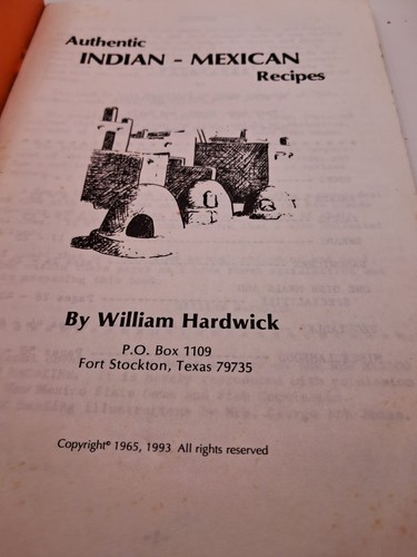 Authentic Indian Mexican Recipes William Hardwick Cookbook 1965 Rev 1993 SC - Picture 3 of 6
