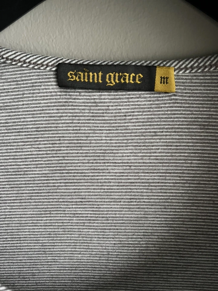 Top Saint Grace Gris Rayas Manga Larga con Botones Laterales - Mujer’s Talla M Foto 3 de 4