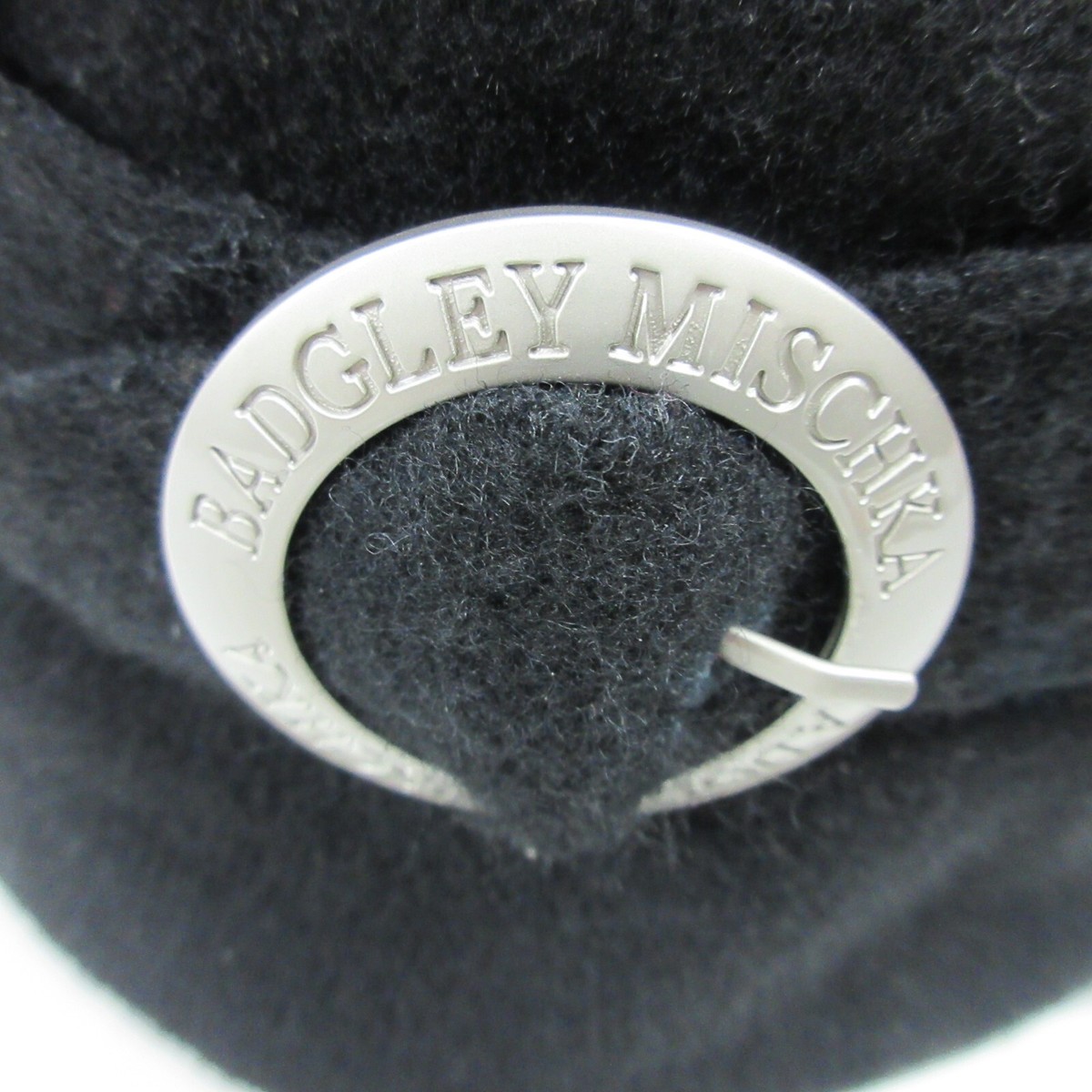 Badgley Mischka Hat Black Buckle Melton Cloche Bucket Wool 