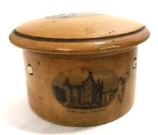 Antique Mauchline Ware Treen Sewing Spool Thread Box Dispenser Victorian Wood