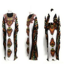Loose Fit Kaftan Tunic Holiday Dress Beach Cover up Dubai Abaya FREE HEAD SCARF