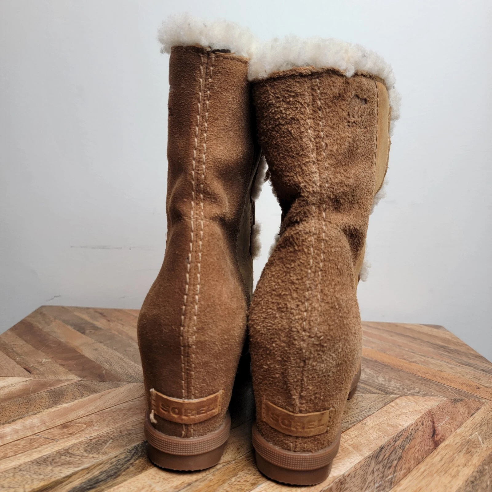 sorel joan of arctic wedge shearling ankle boot bootie sherpa boots
