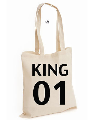 King Queen Crown He's Mine She's Mine Couple Christmas Cotton Tote (King 01, Tasche)