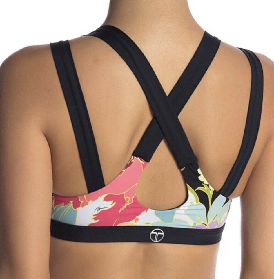 Sujetador deportivo TRINA TURK Royal Garden floral negro rosa agua blanco NUEVO para mujer talla XS Foto 2 de 4
