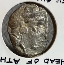 Athens Attica Owl AR Tetradrachm Ancient Greek Coin, TEST CUT 393-300BC