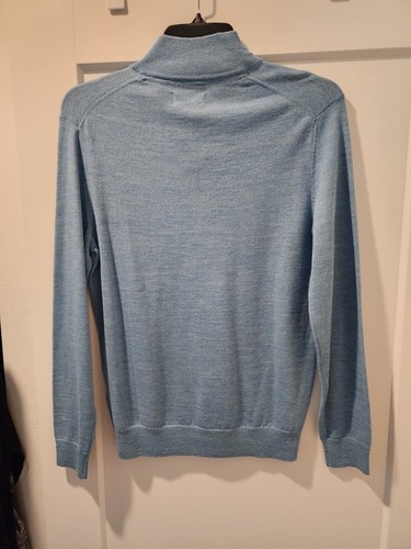 Club Room Men's Quarter Zip Merino Wool Blend Sweater Blue Size Small - Picture 3 of 3