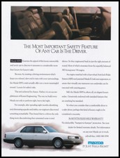 Mazda 929S automobile print ad 1990 white car, interior