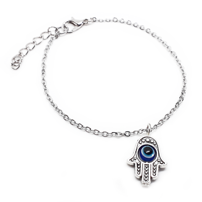 Collana Mano Di Fatima e Occhio Turco - Piuma Rosa