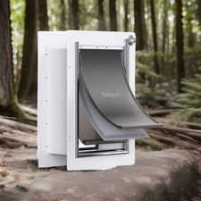 Baboni 3-Flap Pet Door for Wall, Steel Frame  Telescoping Tunnel Medium 