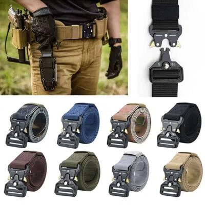 Quick Release Buckle Military Trouser Belt Camo Army Tactical Webbing Nylon UK