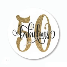 Golden 50 and Fabulous 50th Birthday Favors Scrapbook Stickers Envelope Seals