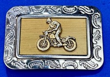 Dirt Bike Motocross Motorcycle Track Bike Rider Sports Retro Belt Buckle
