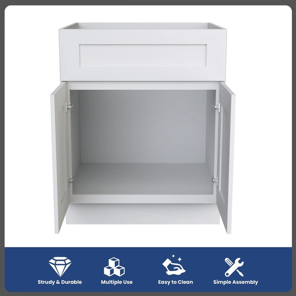 Mueble base lavabo de madera maciza estilo coctelera 2 puertas 1 cajón falso frontal Foto 2 de 4