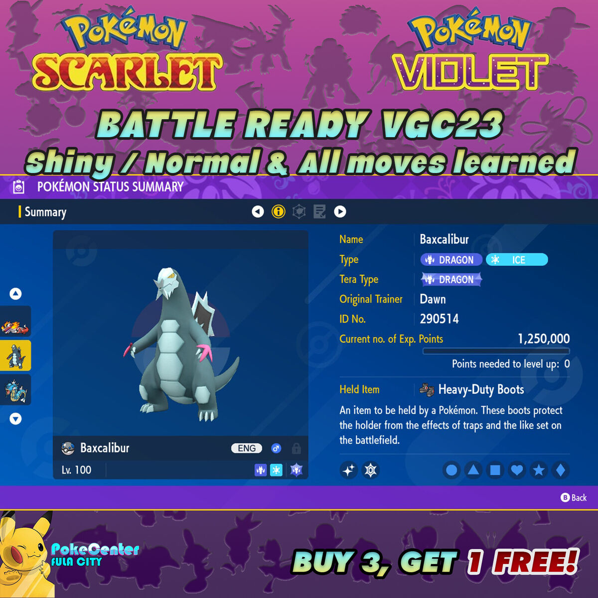 Pokemon Scarlet and Violet BAXCALIBUR Shiny 6IV / Competitive