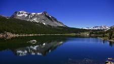 Landscape nature mountains reflection lake yosemite Custom Gaming Mat Desk