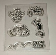 EASTER EGG BABY CHICK RABBIT BUNNY JELLY BEANS HIPPITY HOPPITY CLEAR STAMP RARE