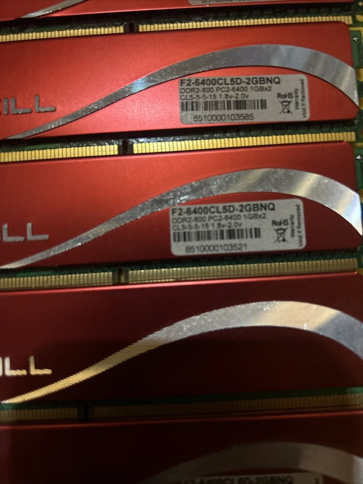 5/G. Skill 2GB (1GB x2) F2-6400CL5D-2GBNQ PC2-6400 800MHz DDR2 RAM Memory - Red - Image 4 of 4