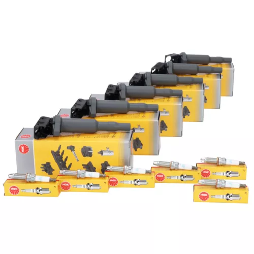 6x NGK Zündspule + 6x Zündkerze für BMW E90-93 E60 E61 F10 F11 E63 E64 N52 N53