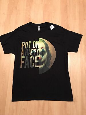 Joker Put on a Happy Face Gildan Men Sz L Black Short Sleeve T-Shirt