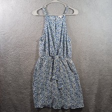 Charming Charlie Floral Daisy Blue & White Knee Length Tank Dress Women's Size S