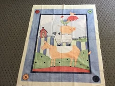 Susan Winget Baby Quilt Fabric Panel “Down on the Farm” Cheater Quilt Wall Hangi