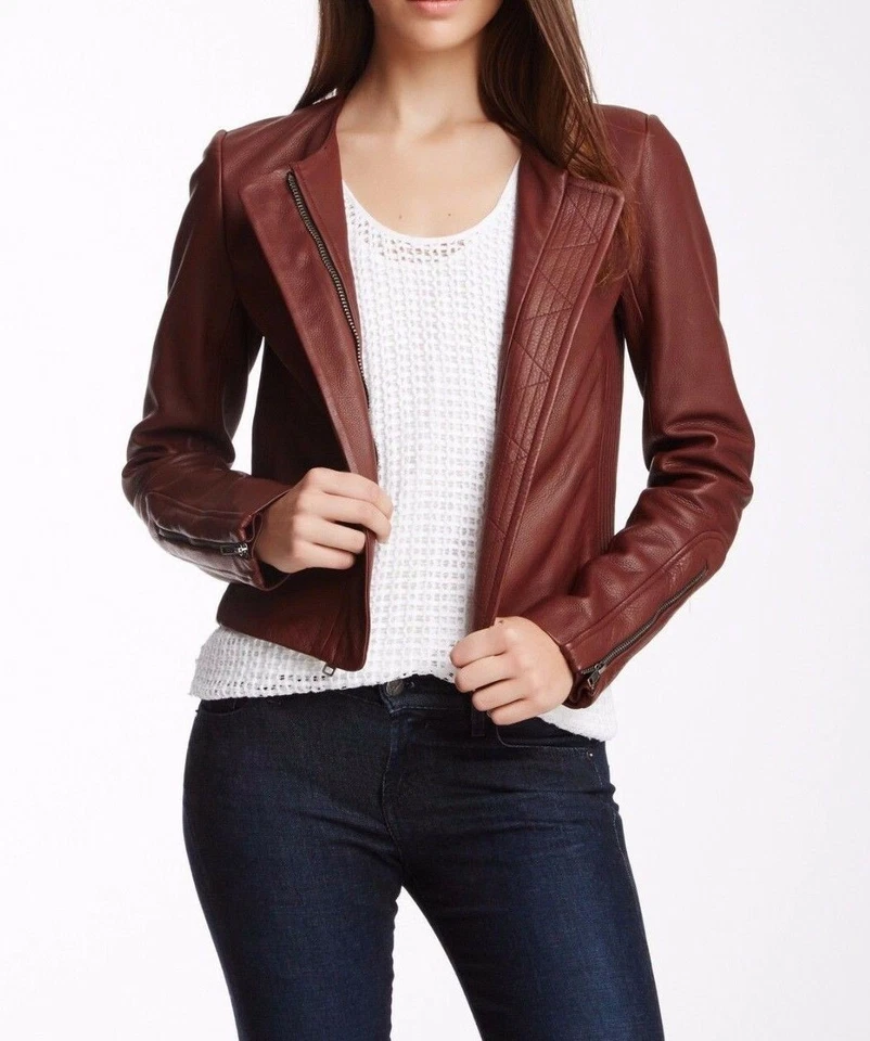 A.L.C. Chaqueta Port Cuero Marrón Talla 8 $1,395.00 Foto 2 de 3