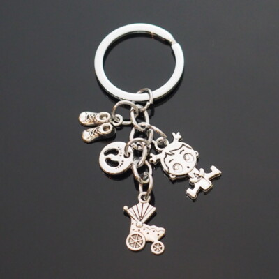 Baby Themed Keychain Stroller Shoes Footprint Girl Bottle Charms New Mother Gift