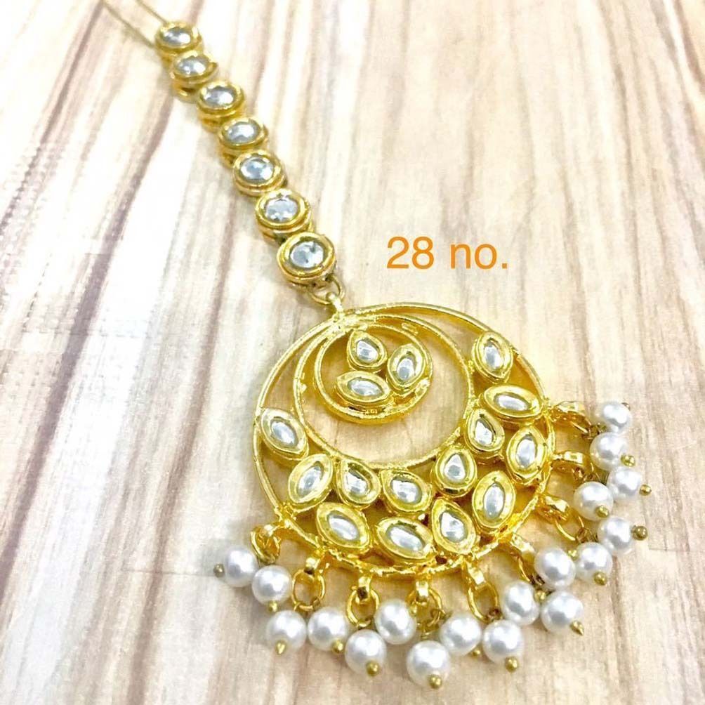 Bridal wedding Gold tone Maang Tikka Hair Head Traditional Forehead Jewelry