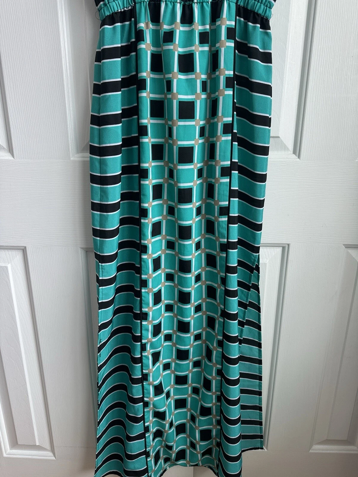 Maxi abito estivo leggero Michael Kors MK blu nero a righe extra small XS