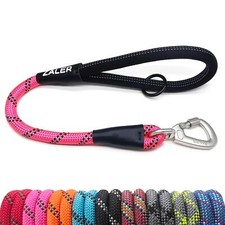 Short Dog Leash 18 Inches Pink Rope Traffic Lead O-Ring Medium Large