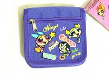 POWERPUFF GIRLS EMBROIDERED DOLLS PURPLE STRAP COIN WALLET 4 3/4" X 4 1/2"