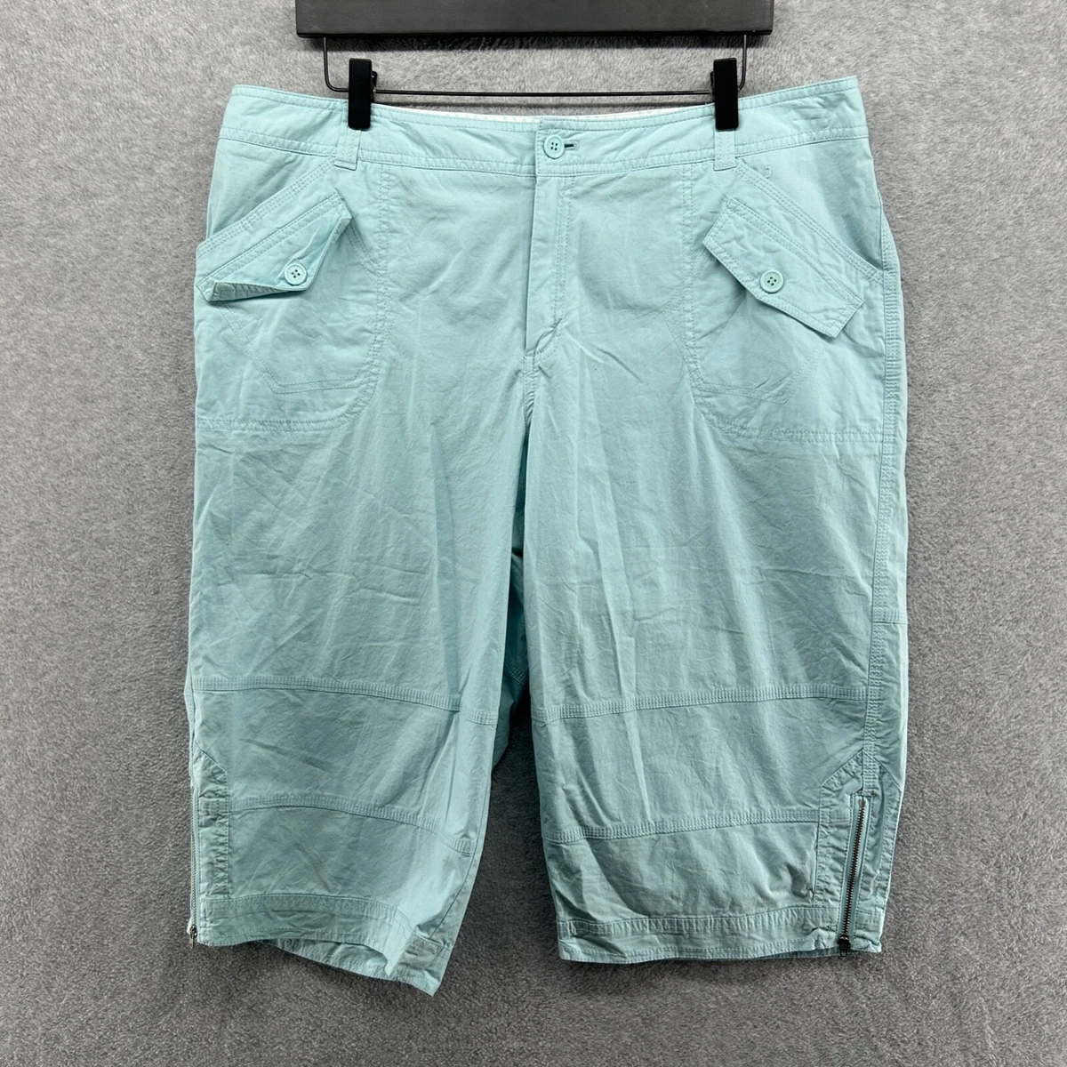 Venezia Women s Blue Capri Utility Flat Front Clam Digger Pants Size 18
