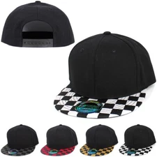Flat Brim Ombre Checkered Multi Color Snapback Hat Blank Cap Flat Visor