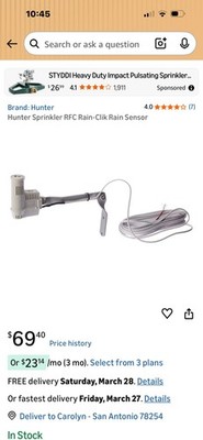 Hunter Rain-Clik Wired Rain Sensor, Automatic Irrigation Shut-Off System New