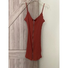 NWT Love Tree zip front lettuce hem tank dress small