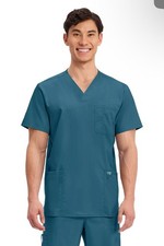 Scrub Cherokee Workwear Revolution Men V Neck Top WW670 CAR Caribbean Large