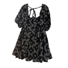 ASOS Soft Mini Dress In Velvet Eyelet With Contrast Embroidery In Black Size 6 