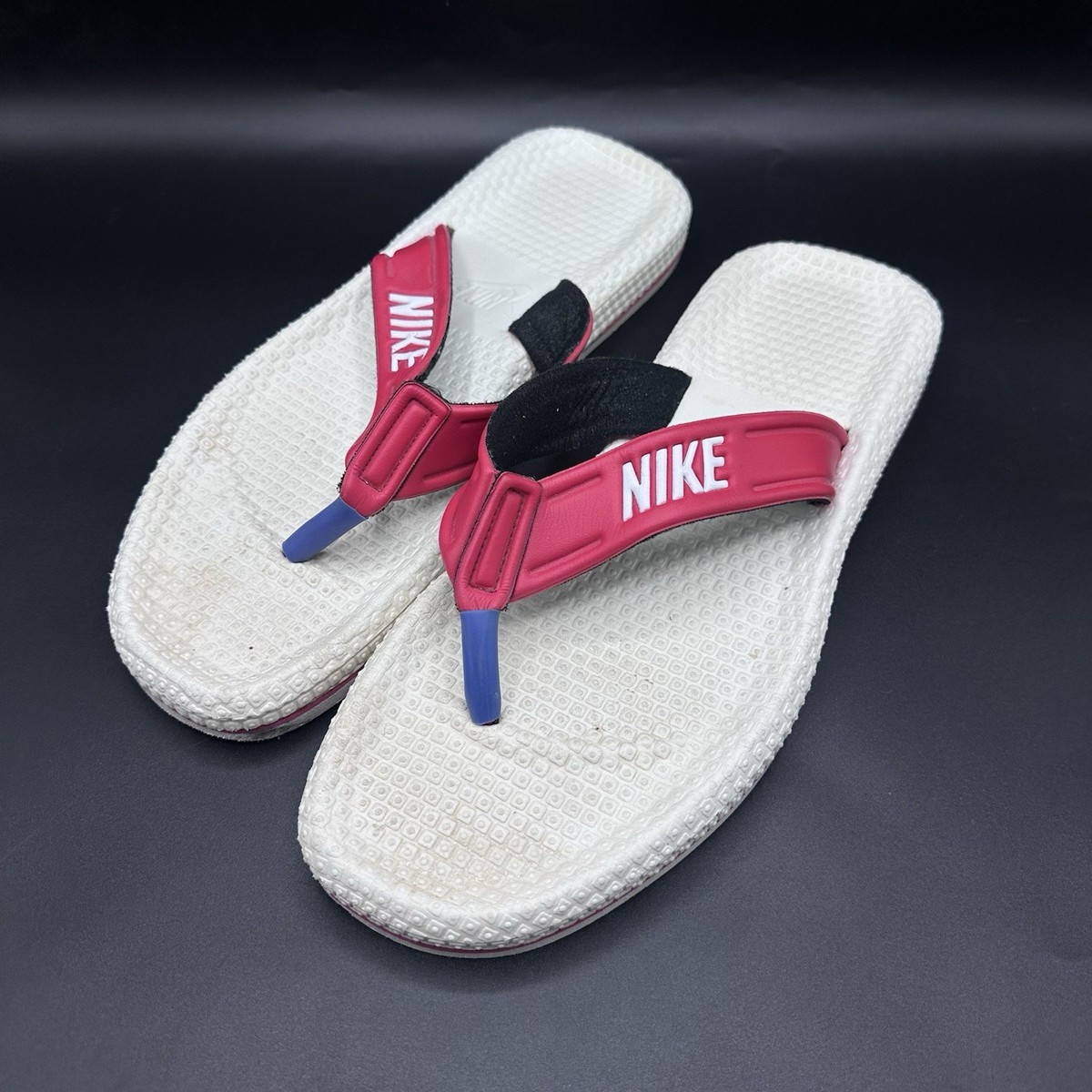 Vintage 80s NIKE Waffle Sole Sandals Thong Flip Flops Taiwan 