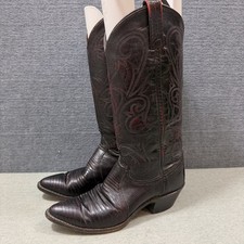 Dan Post Teju Lizard Boots 6.5M Black Cherry Vintage 14045 Western Cowgirl