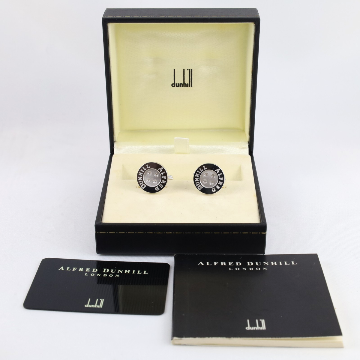 Alfred Dunhill Sterling Silver 925 Button Cufflinks Round Classic