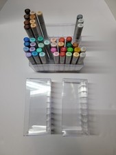 Copic Sketch Markers, Lot of 42, Includes 2 Plastic Marker Cases - Used