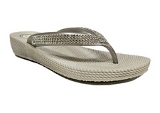 Ella S1 Flip Flops Womens Silver Diamante Flip Flop Sandals